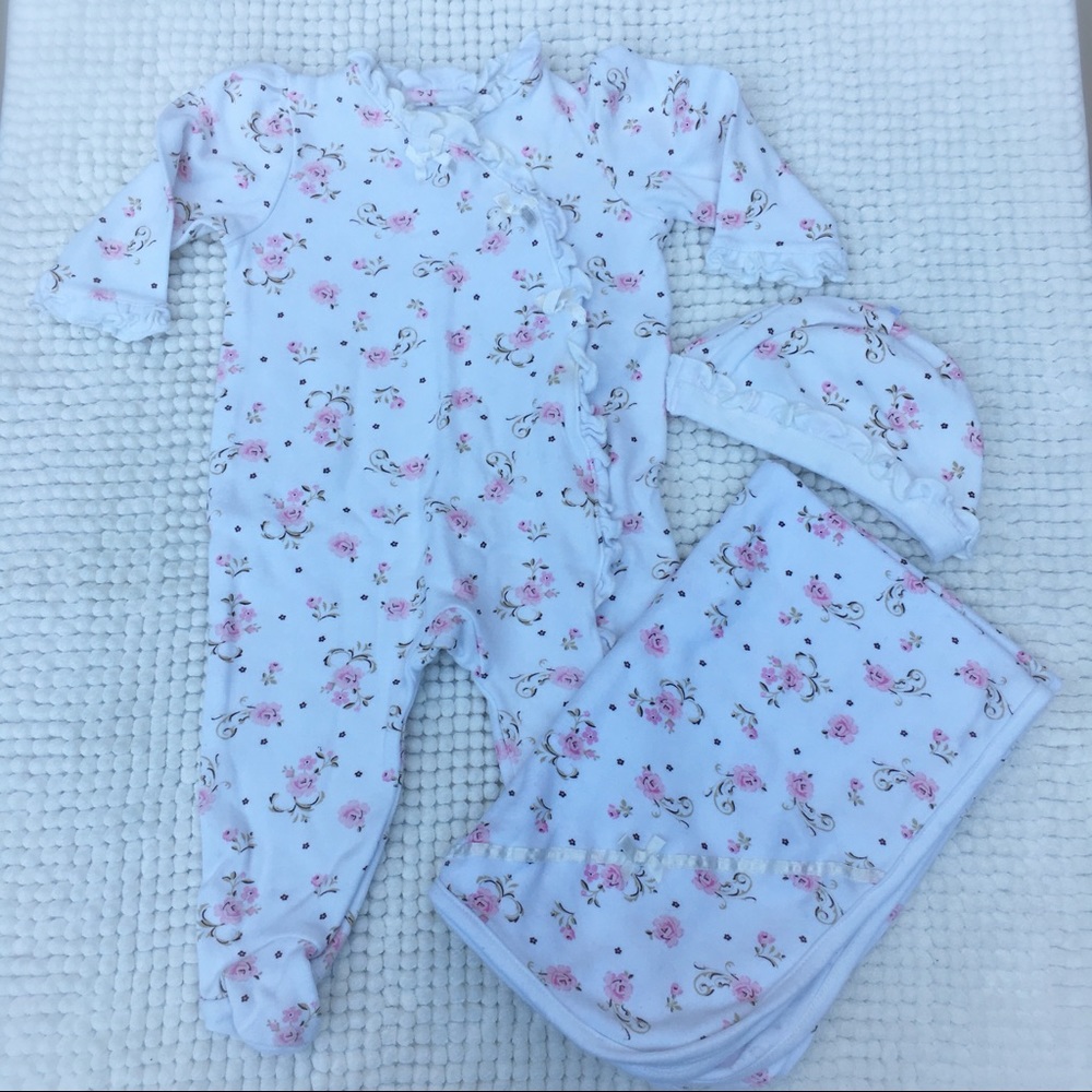 VGUC 3-Piece Pink Floral Layette Set by Little Me